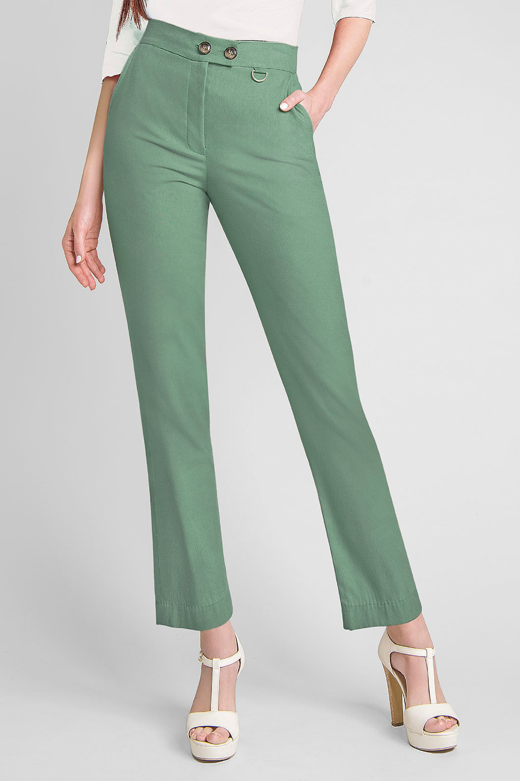 Pantalon De Vestir Con Boton