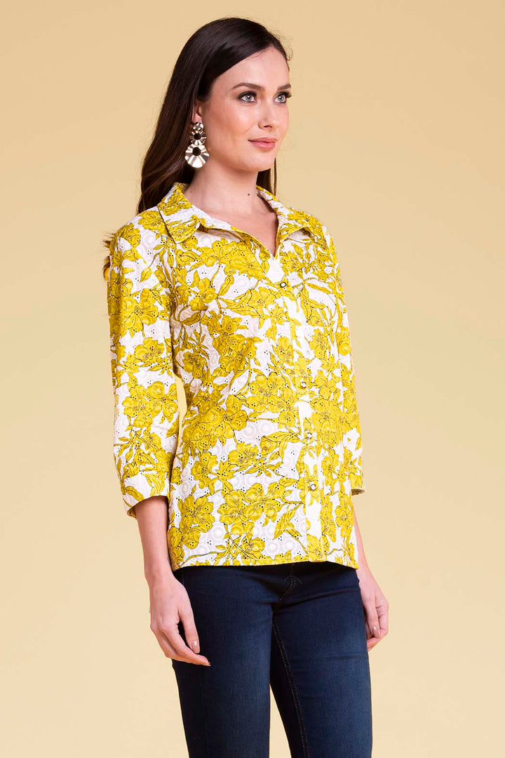 Blusa Camisera Con Bordado