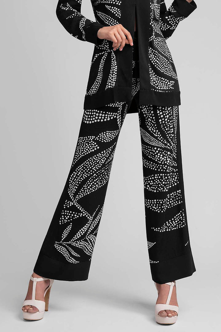 Pantalon Corte Ancho Con Estampado De Hojas