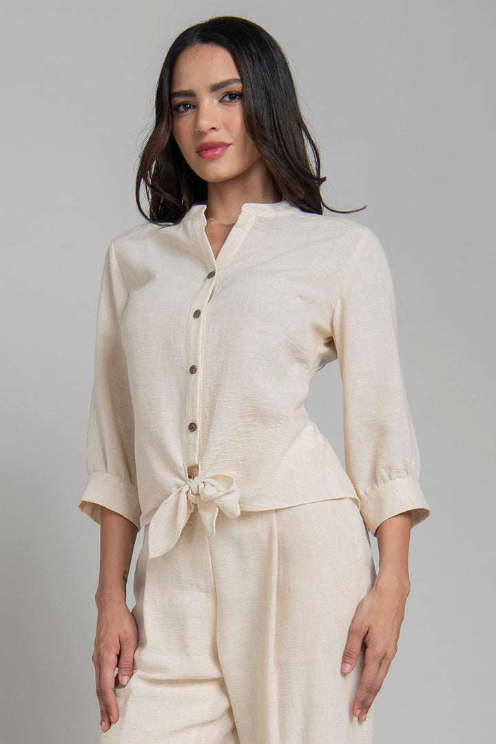 Blusa Lisa Con Amarre En Cintura