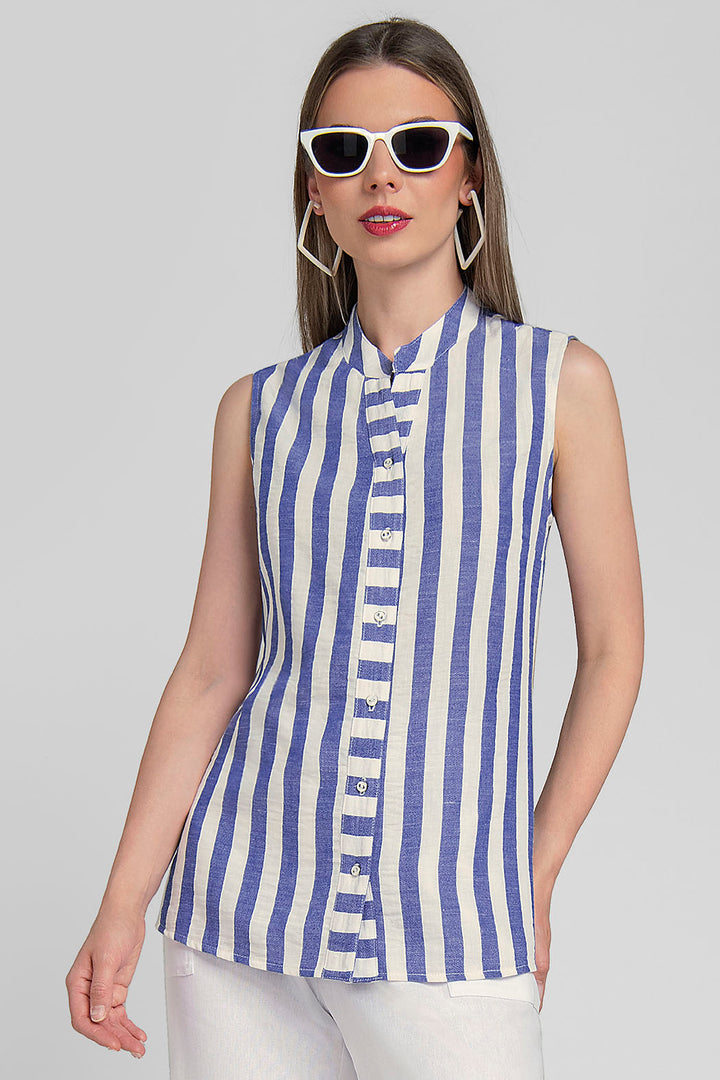 Blusa Camisera De Rayas Sin Mangas