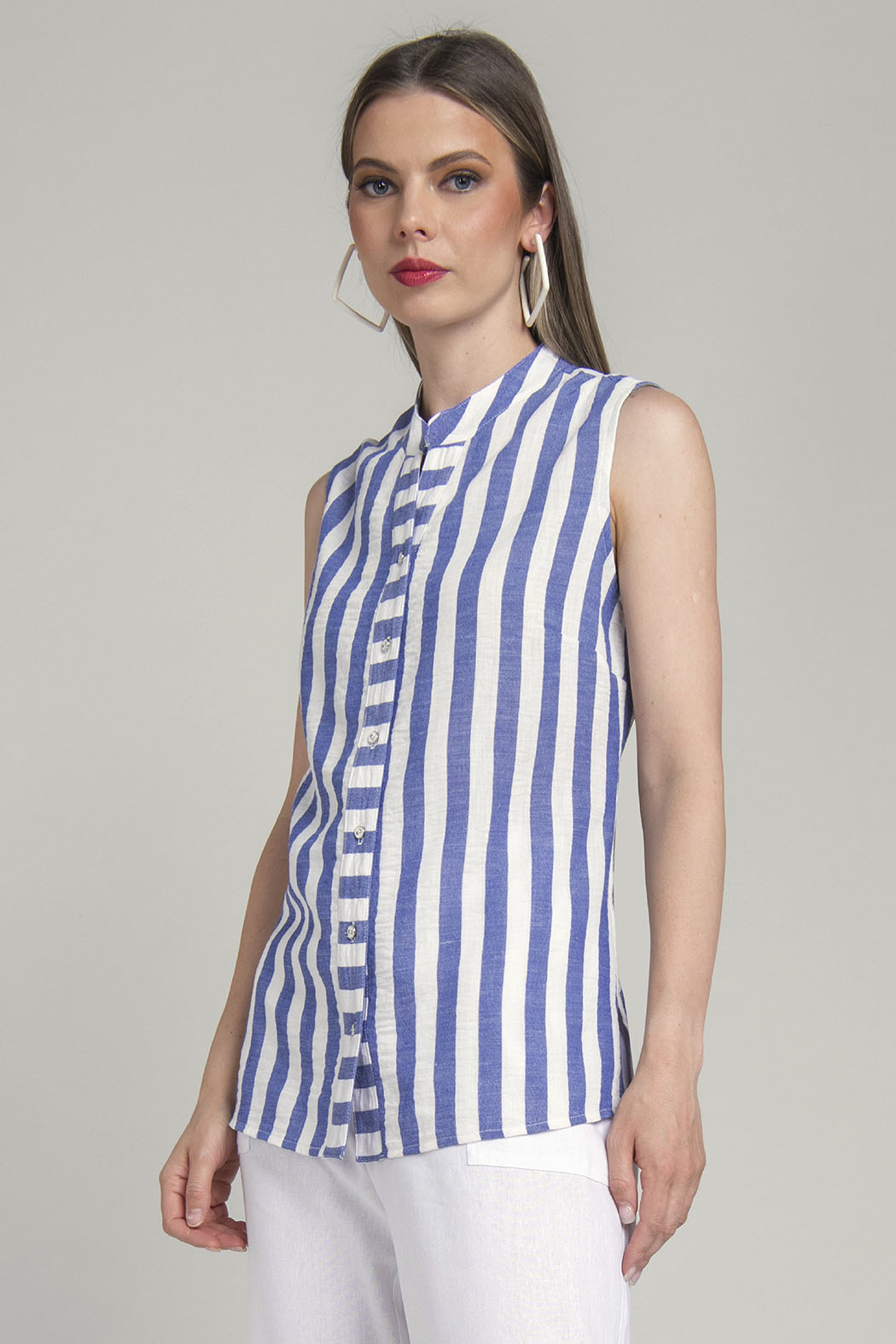 Blusa Camisera De Rayas Sin Mangas