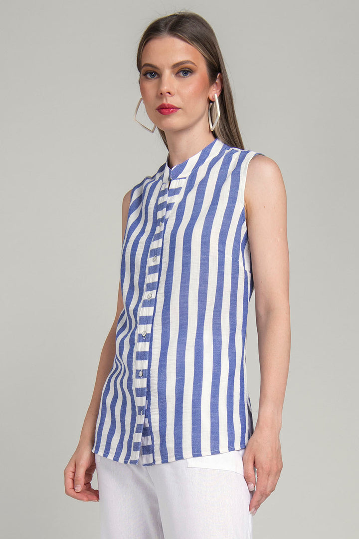 Blusa Camisera De Rayas Sin Mangas