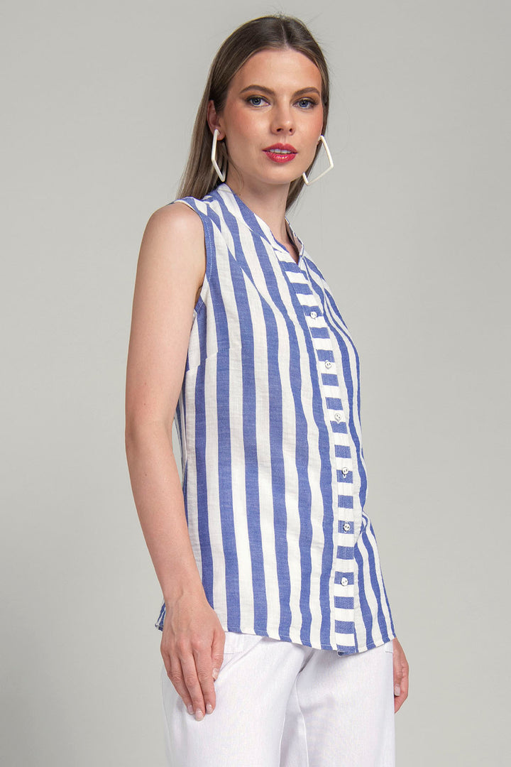 Blusa Camisera De Rayas Sin Mangas