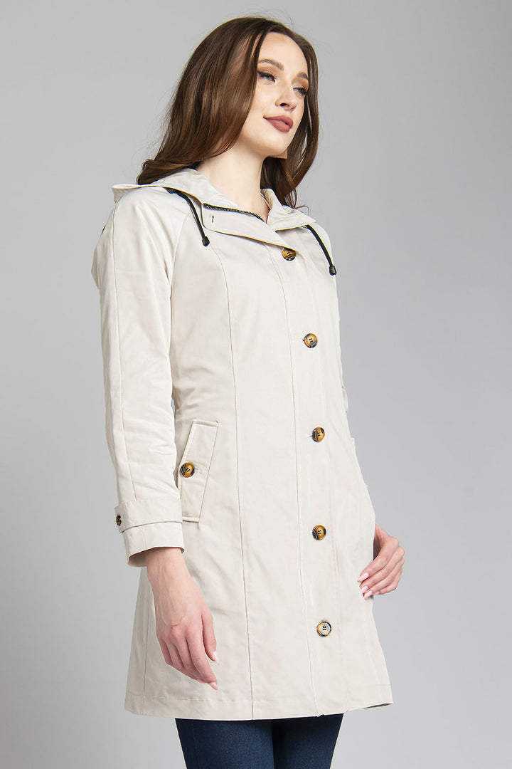 Gabardina Larga Con Botones Frontales Y Bolsillos En Vertical
