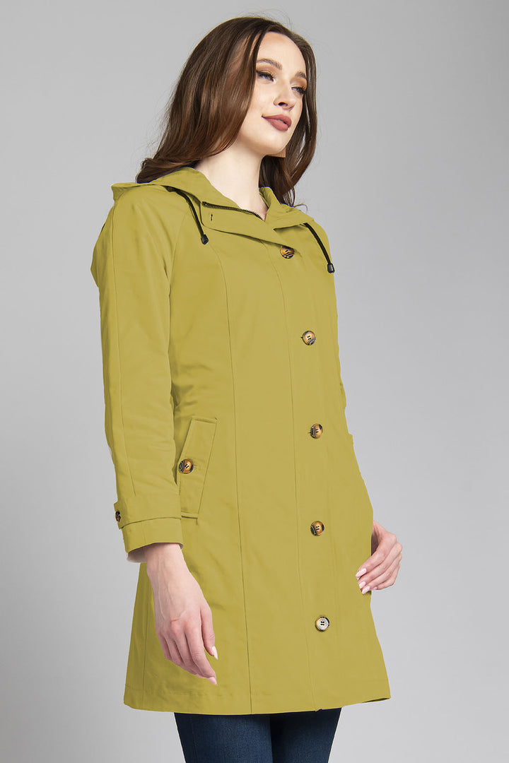 Gabardina Larga Con Botones Frontales Y Bolsillos En Vertical