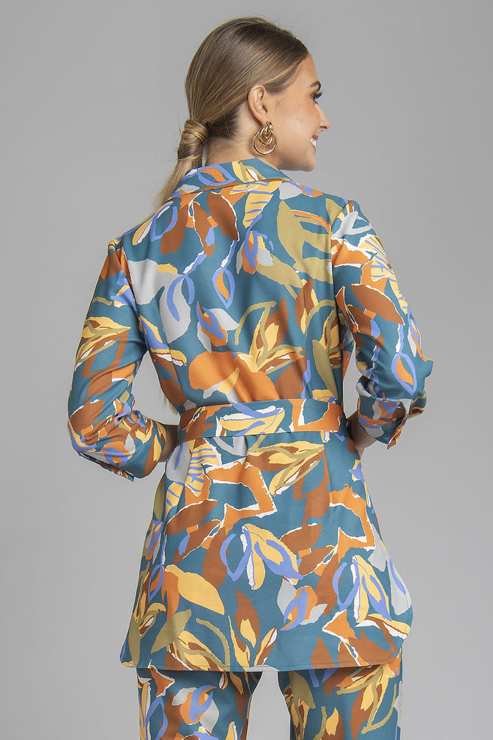 Bluson Camisero Estampado Con Jareta En Cintura