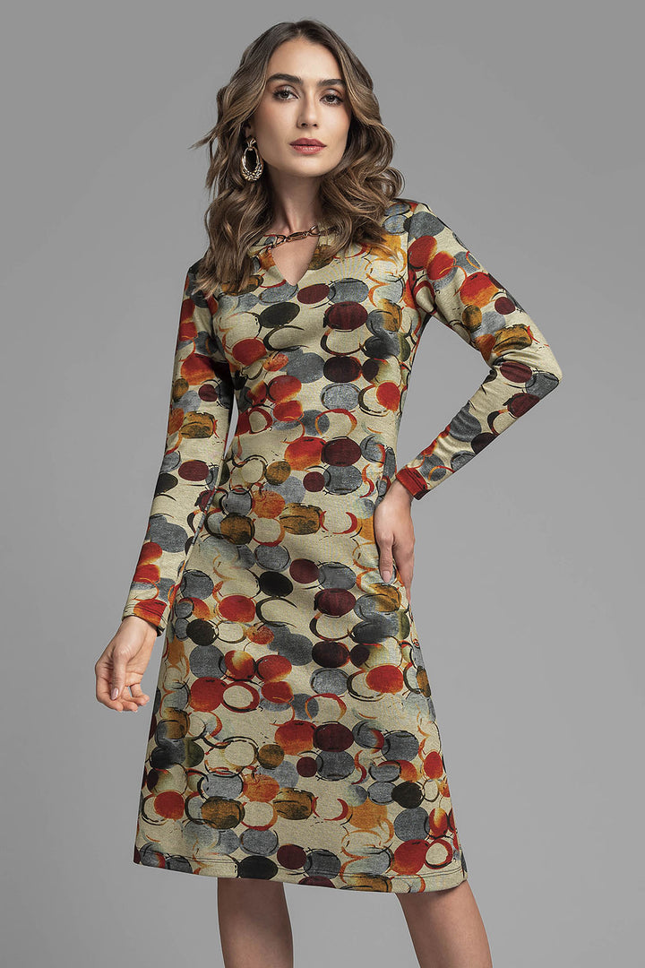Vestido Corte A Estampado De Manga Larga