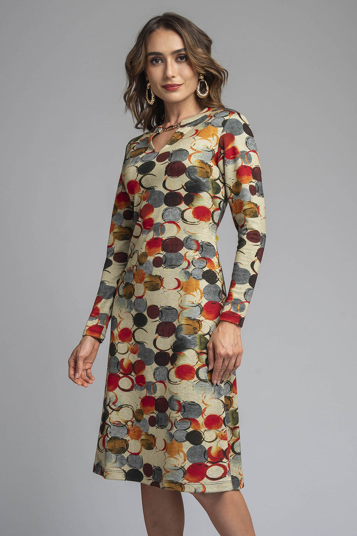 Vestido Corte A Estampado De Manga Larga
