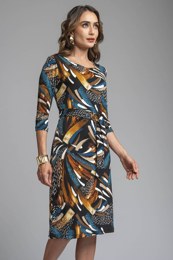 Vestido De Licra Estampado Con Amarre En Cintura