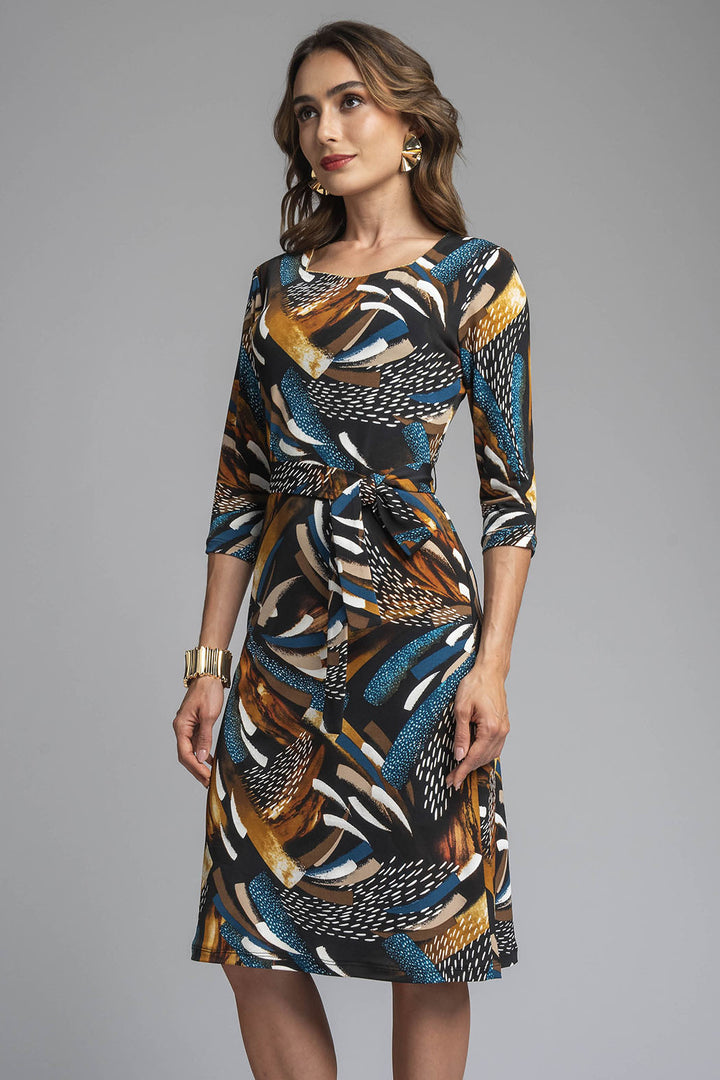 Vestido De Licra Estampado Con Amarre En Cintura