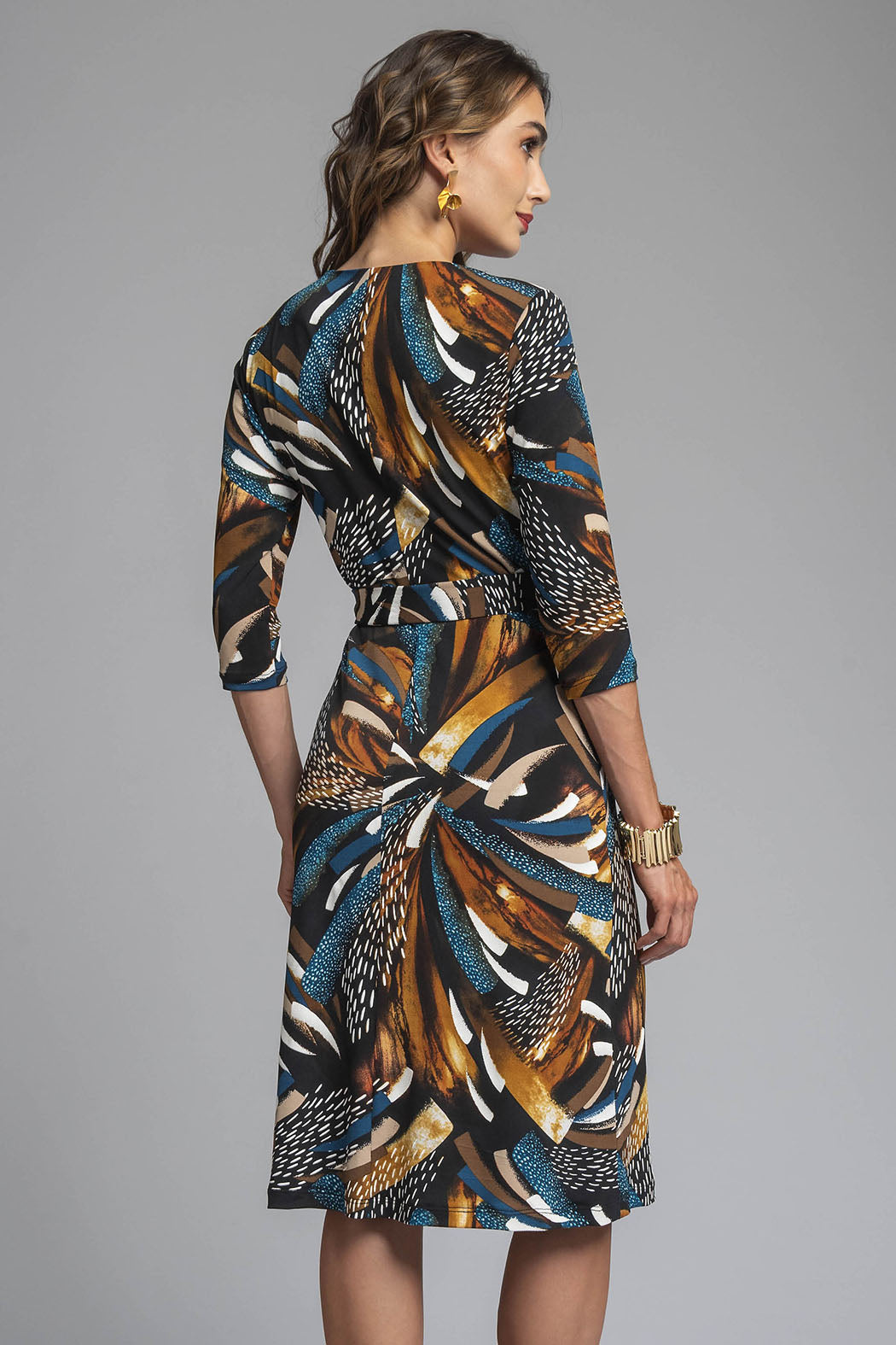 Vestido De Licra Estampado Con Amarre En Cintura