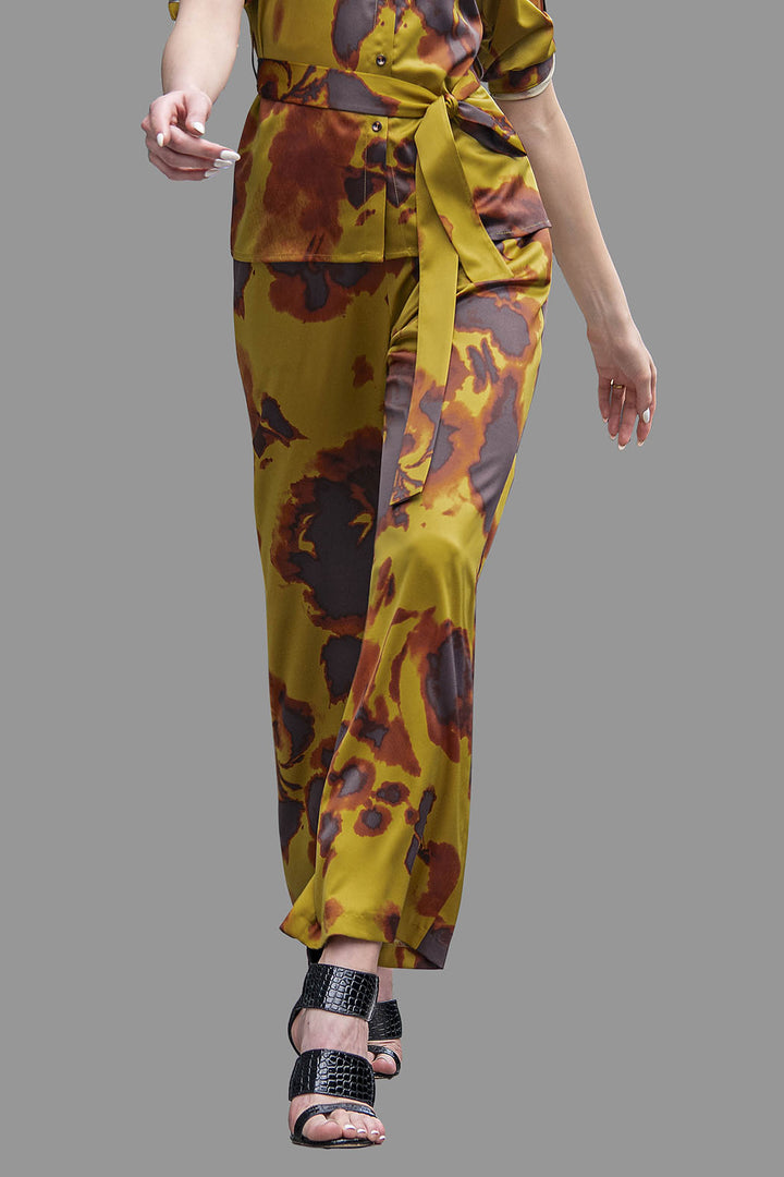 Pantalon Corte Recto Estampado De Satin