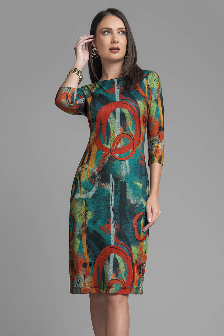 Vestido Corto Estampado Y Manga 3/4
