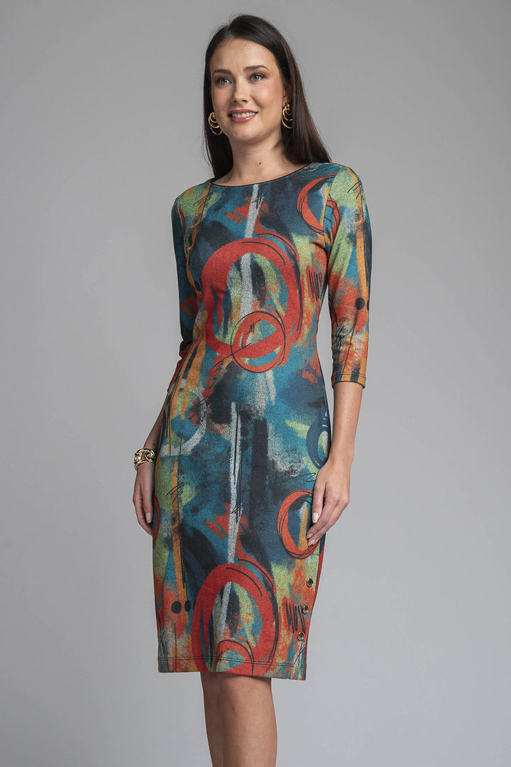 Vestido Corto Estampado Y Manga 3/4