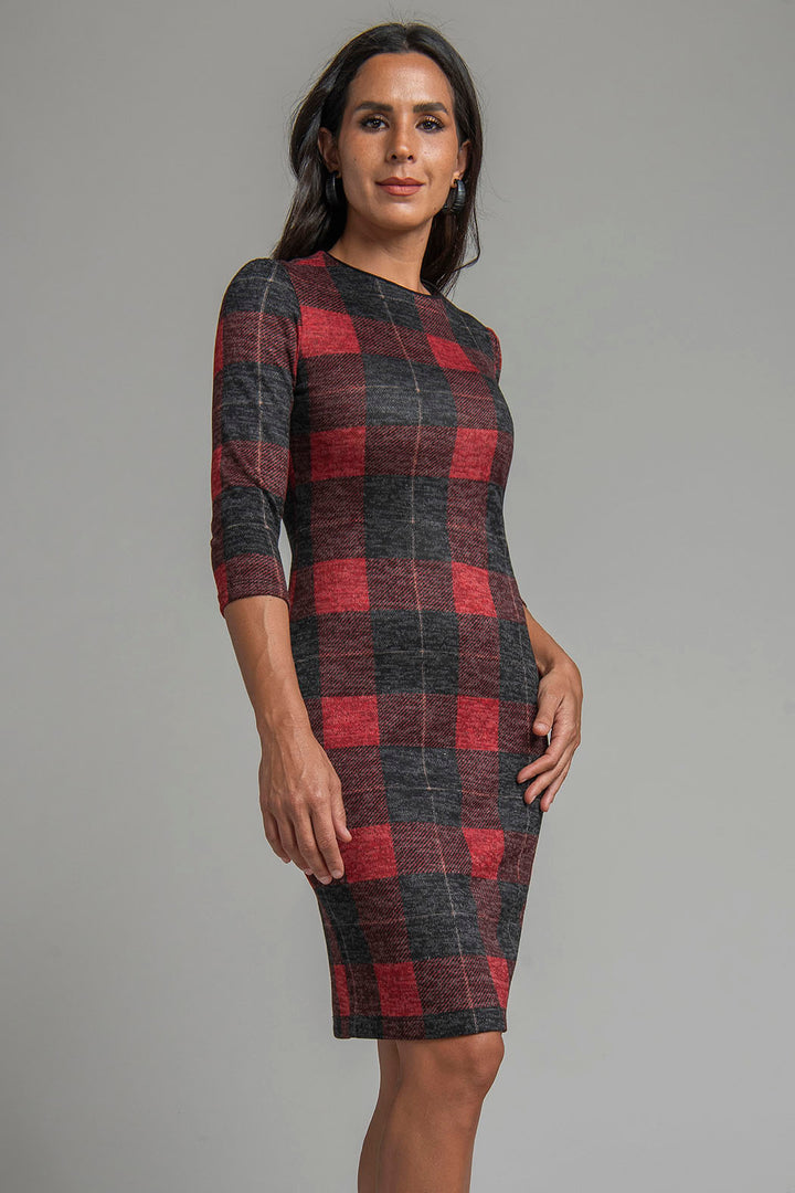 Vestido Recto Estampado De Cuadros