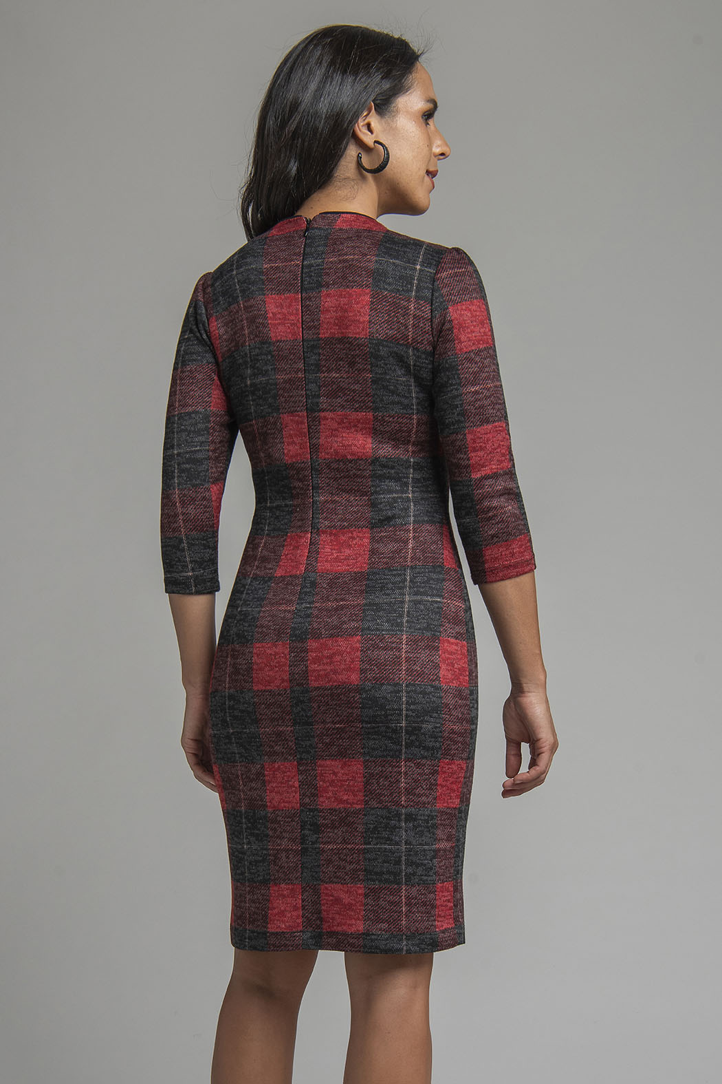 Vestido Recto Estampado De Cuadros