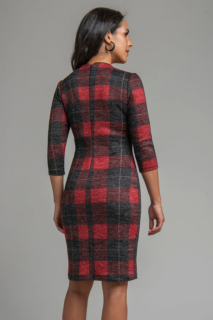 Vestido Recto Estampado De Cuadros
