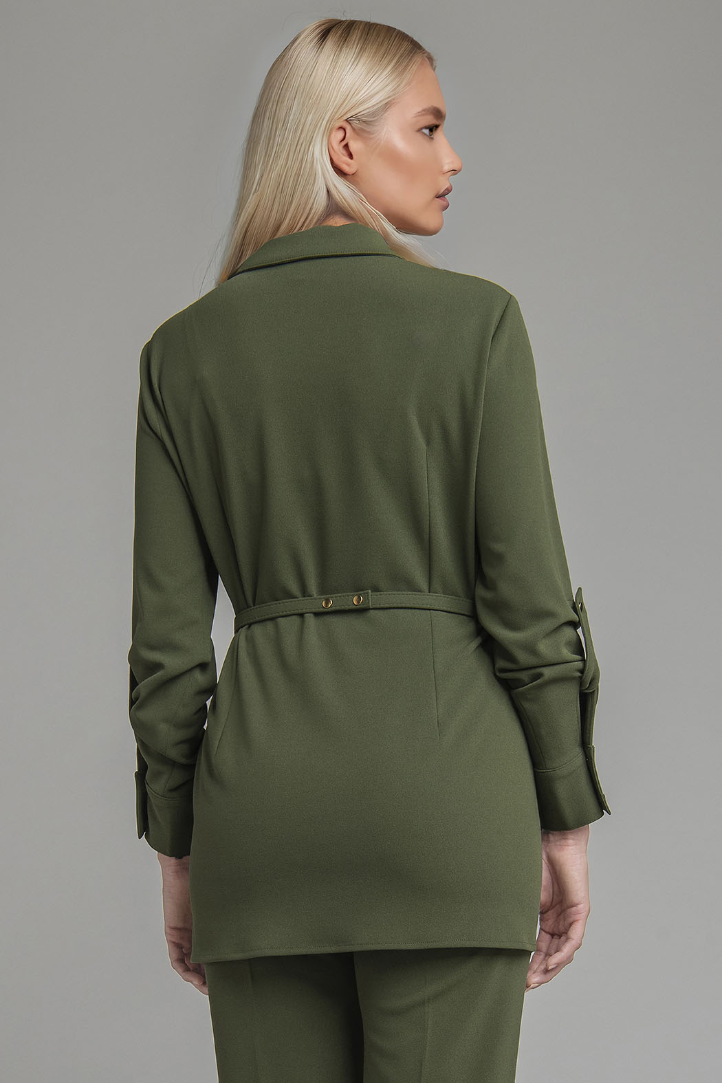 Blusa De Manga Larga Con Cinturon