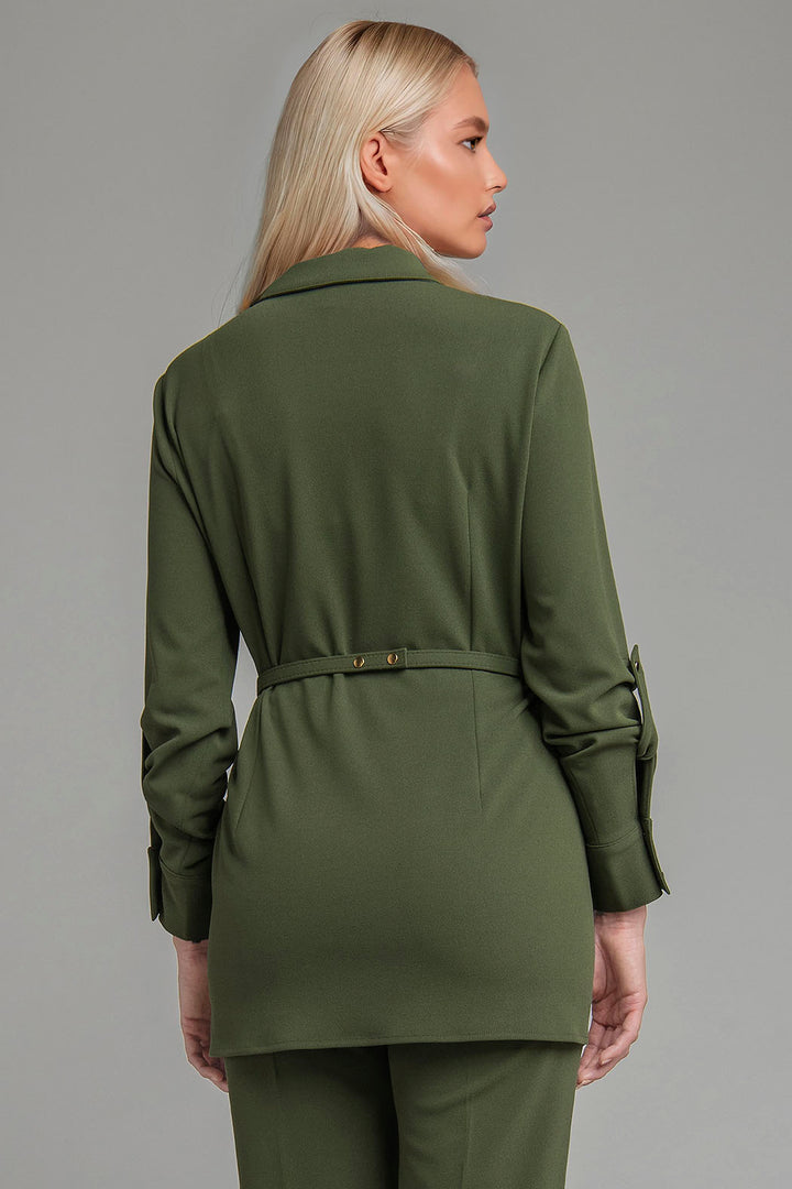 Blusa De Manga Larga Con Cinturon