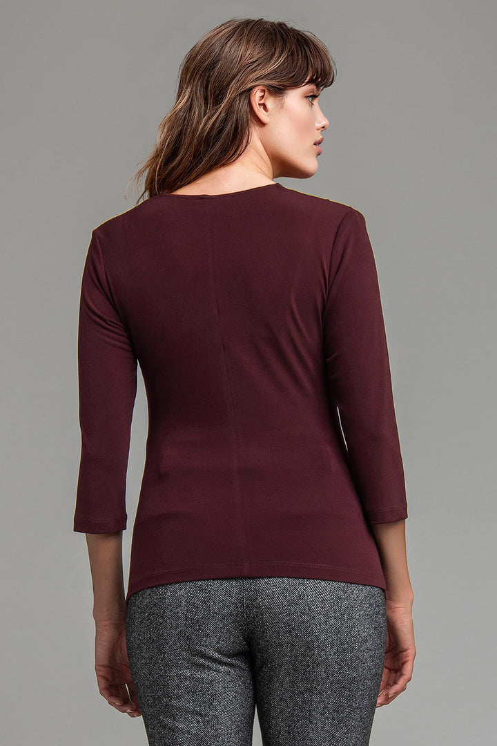 Blusa De Manga 3/4 Y Escote Cruzado
