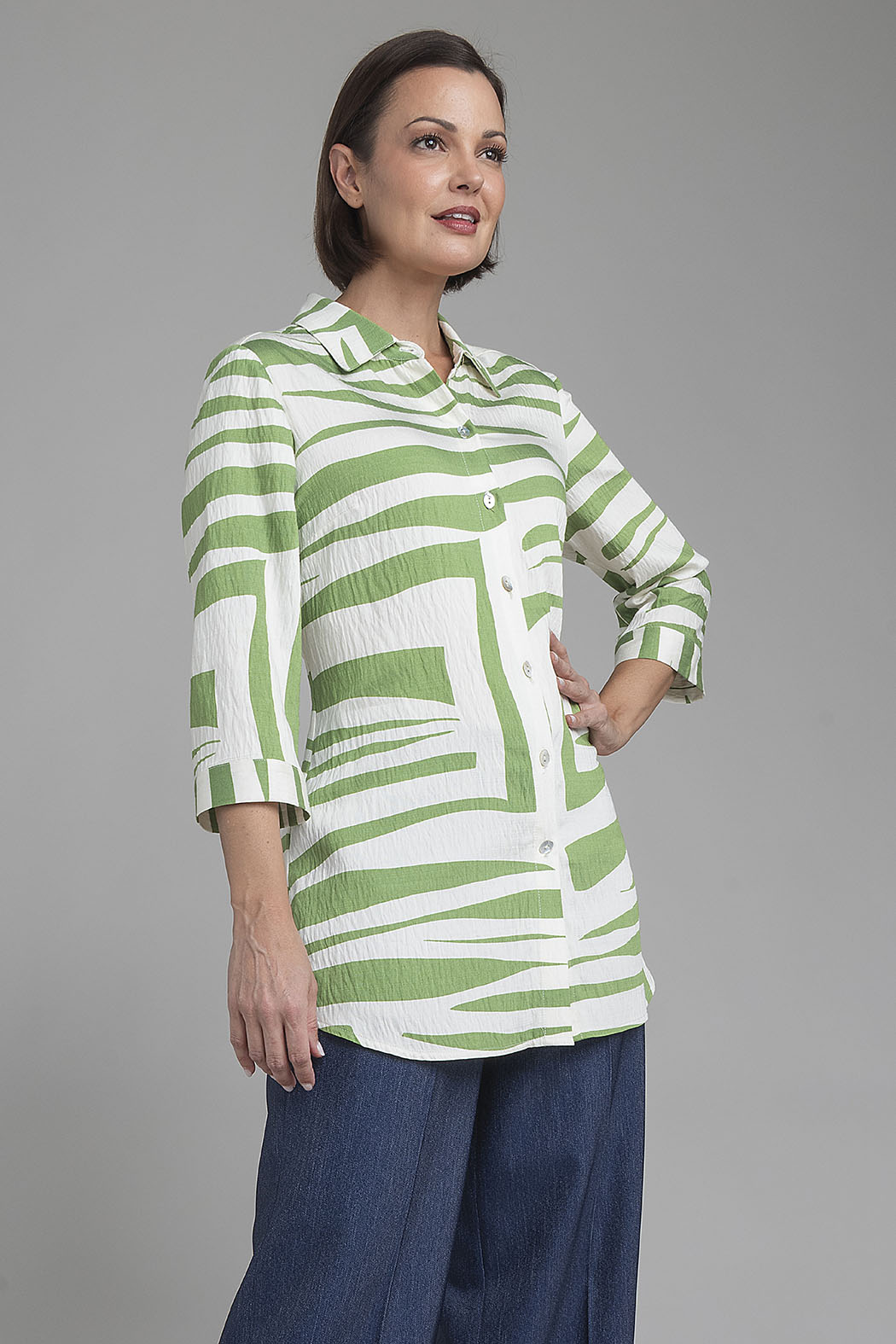 Blusa Camisera Con Estampado De Cebra