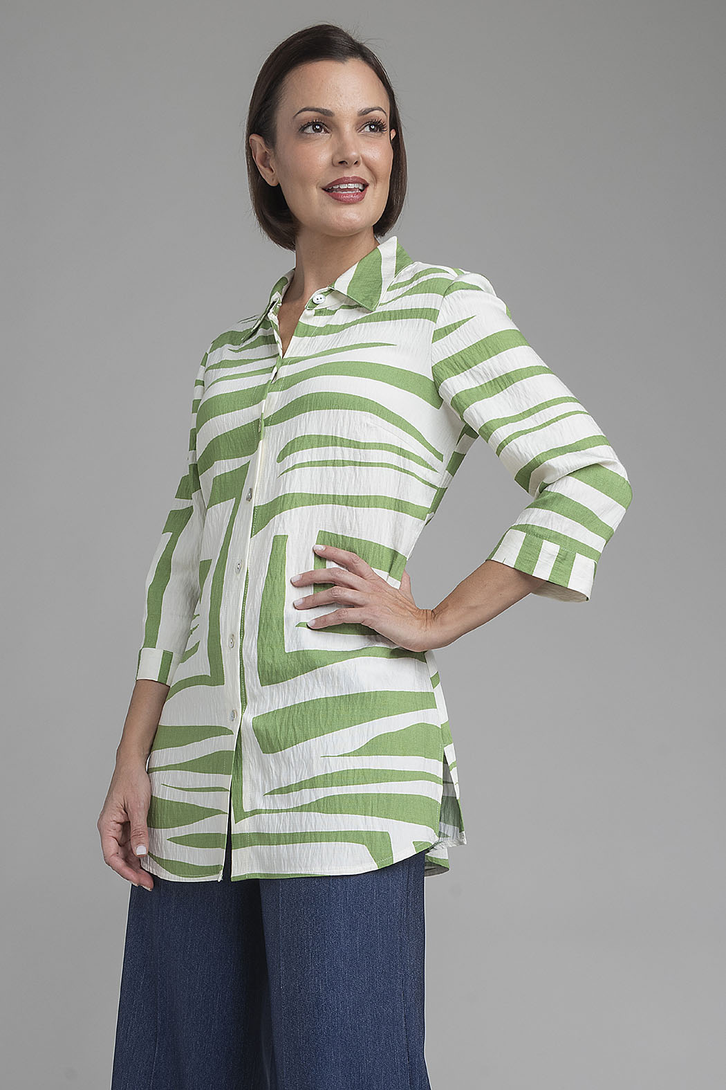 Blusa Camisera Con Estampado De Cebra