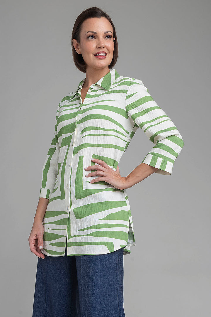 Blusa Camisera Con Estampado De Cebra