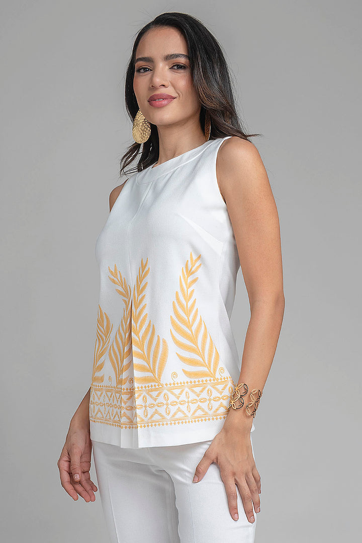 Blusa Sin Mangas Con Detalles Bordados