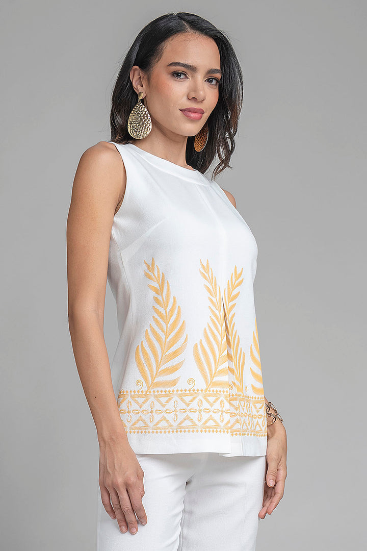 Blusa Sin Mangas Con Detalles Bordados