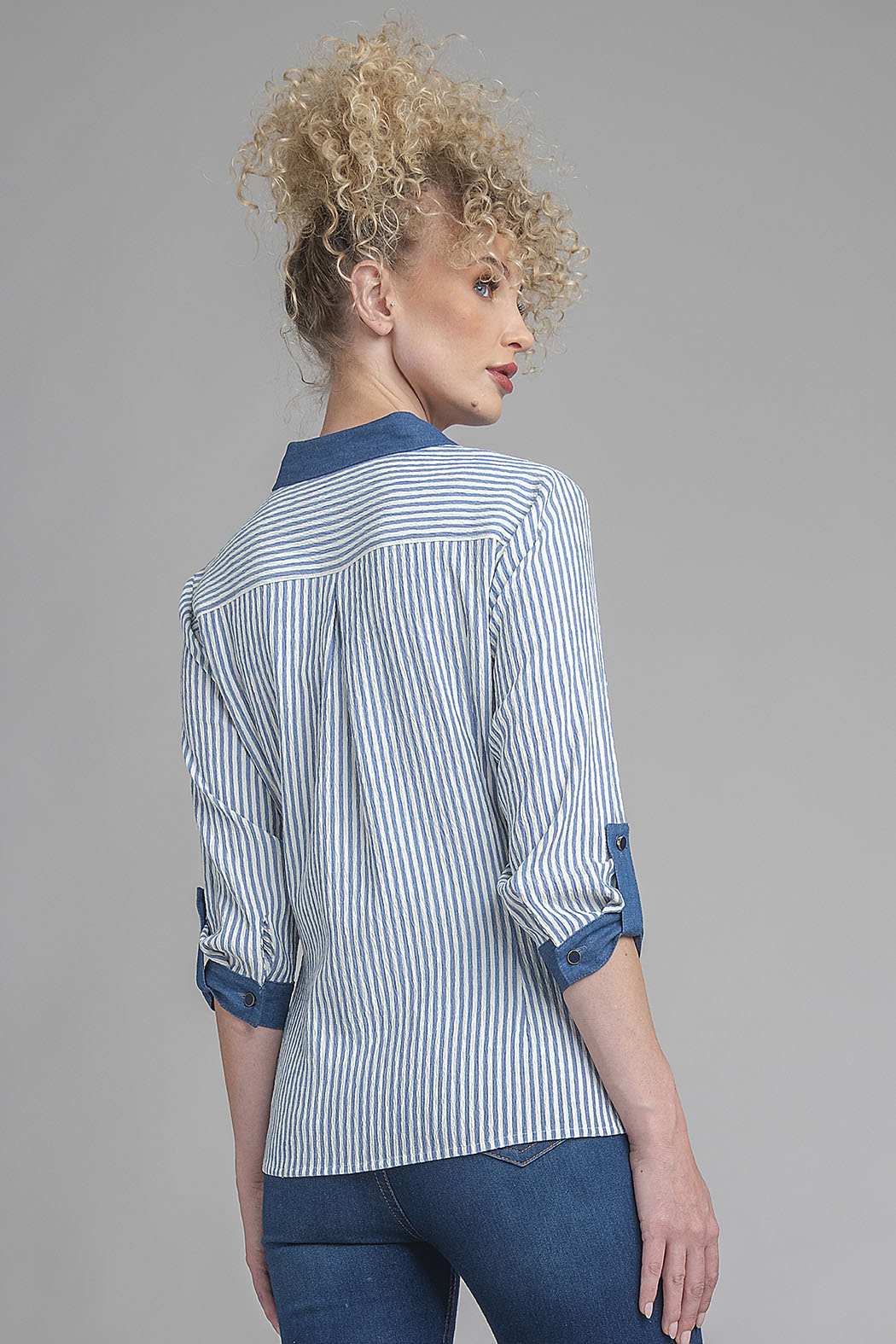 Blusa Camisera Con Estampado De Rayas