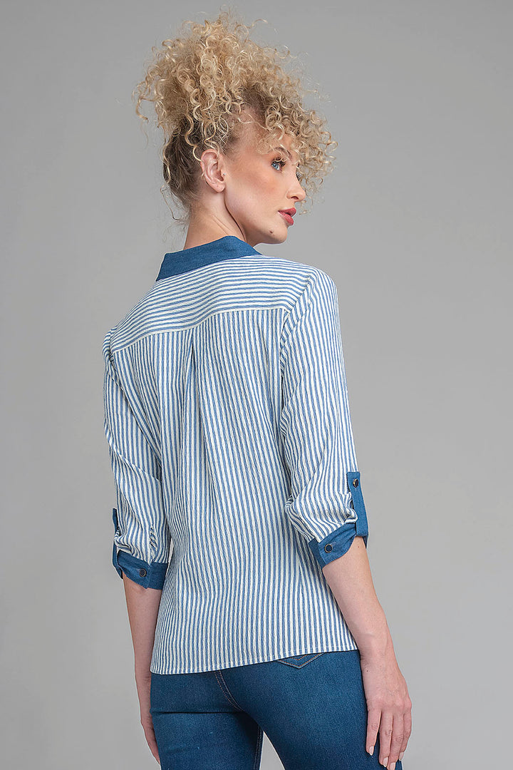 Blusa Camisera Con Estampado De Rayas