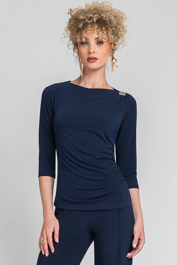 Blusa De Manga 3/4 Con Plisado En Costado