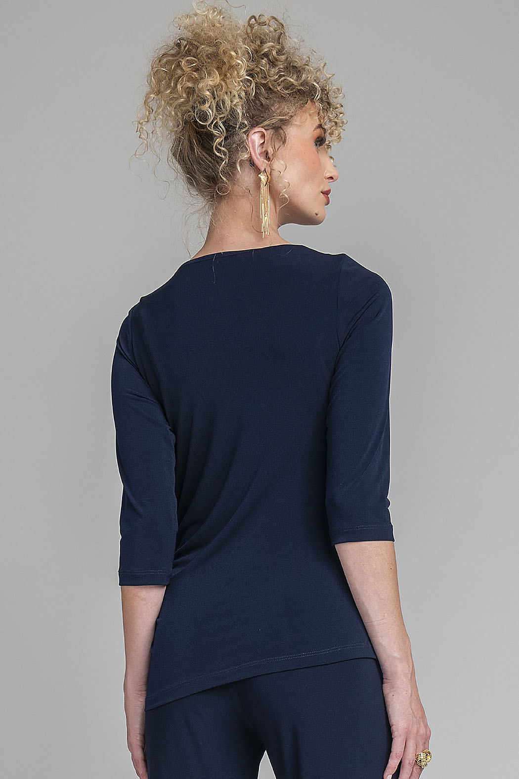 Blusa De Manga 3/4 Con Plisado En Costado