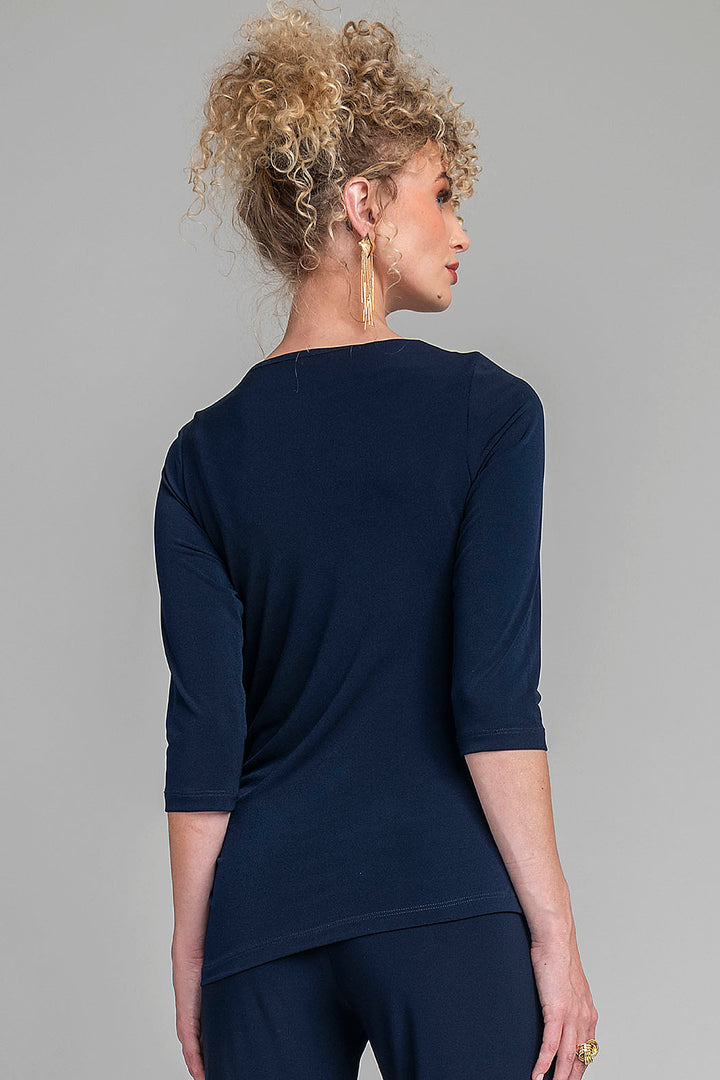 Blusa De Manga 3/4 Con Plisado En Costado