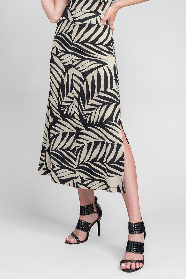 Falda Recta Con Estampado De Hojas