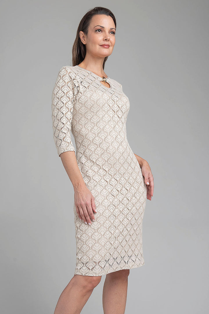 Vestido De Encaje Con Manga 3/4