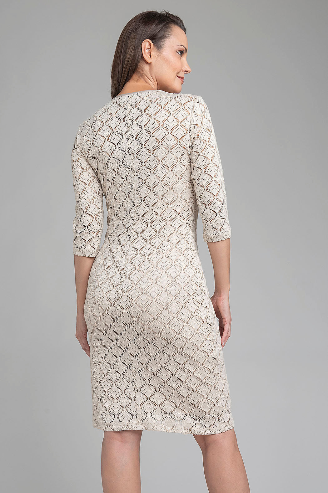 Vestido De Encaje Con Manga 3/4