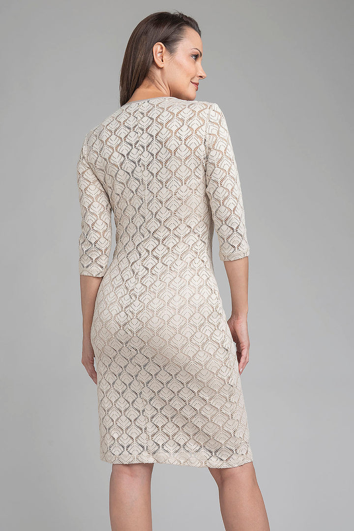 Vestido De Encaje Con Manga 3/4