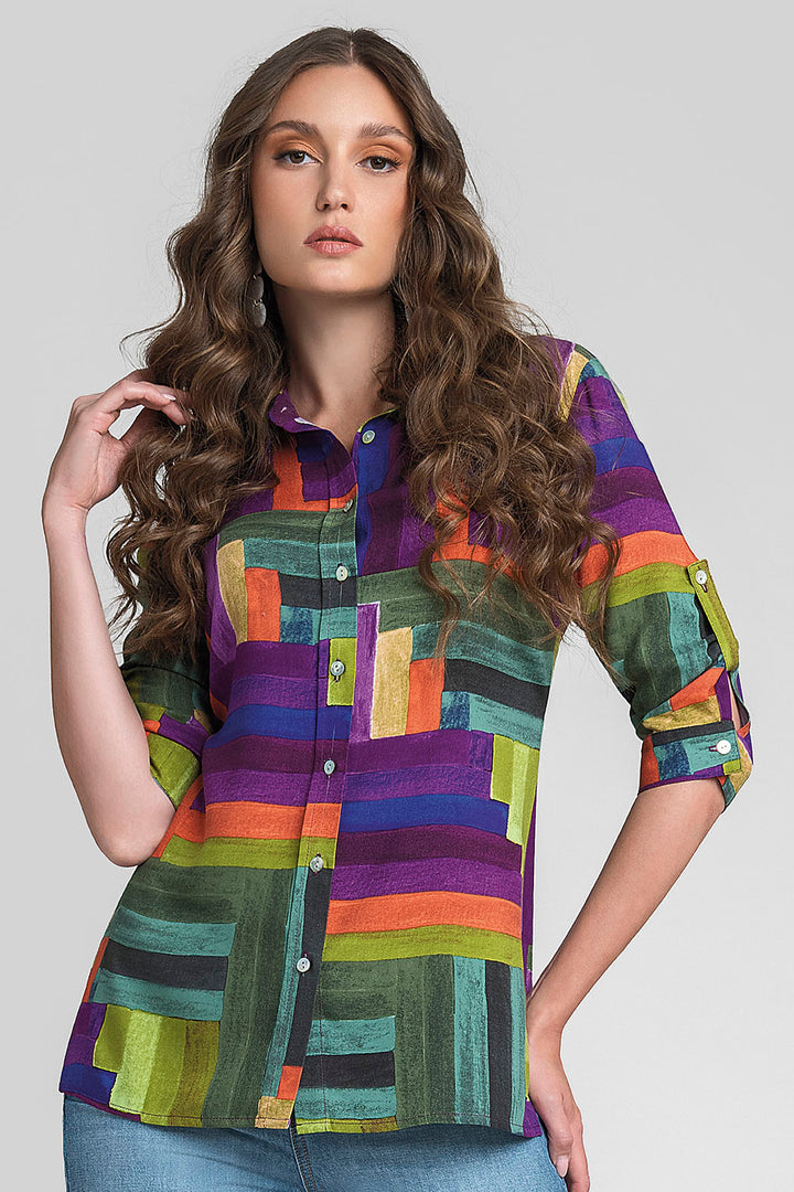 Blusa Estampada Con Manga 3/4