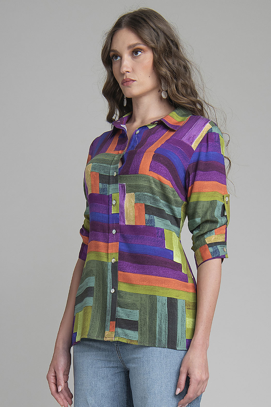 Blusa Estampada Con Manga 3/4