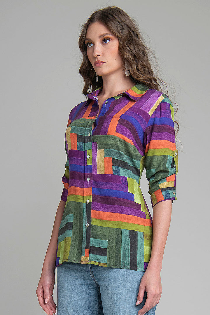 Blusa Estampada Con Manga 3/4