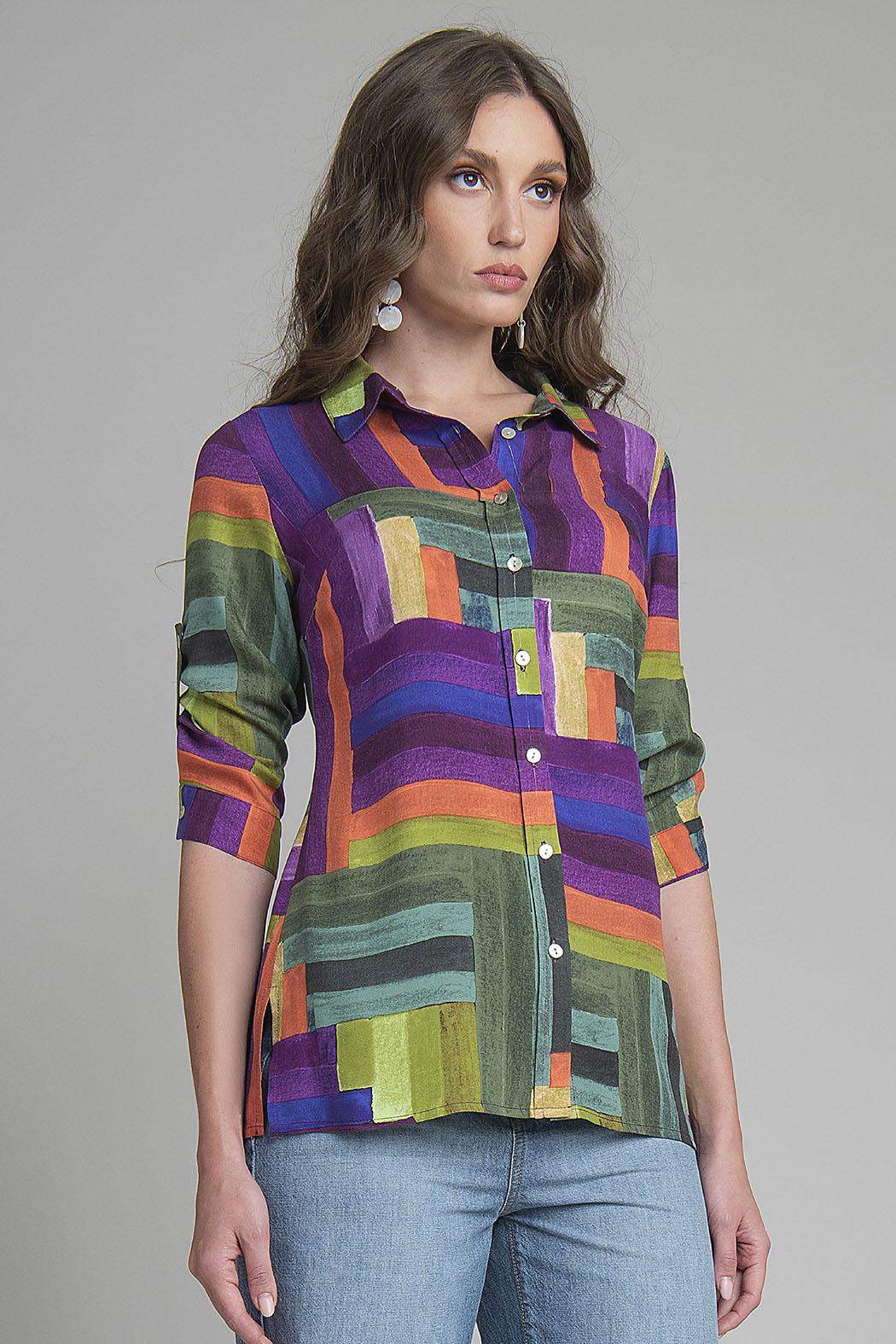 Blusa Estampada Con Manga 3/4