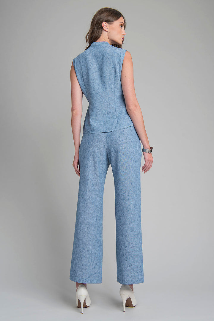Conjunto De Blusa Sin Mangas Estampada Y Pantalon Liso