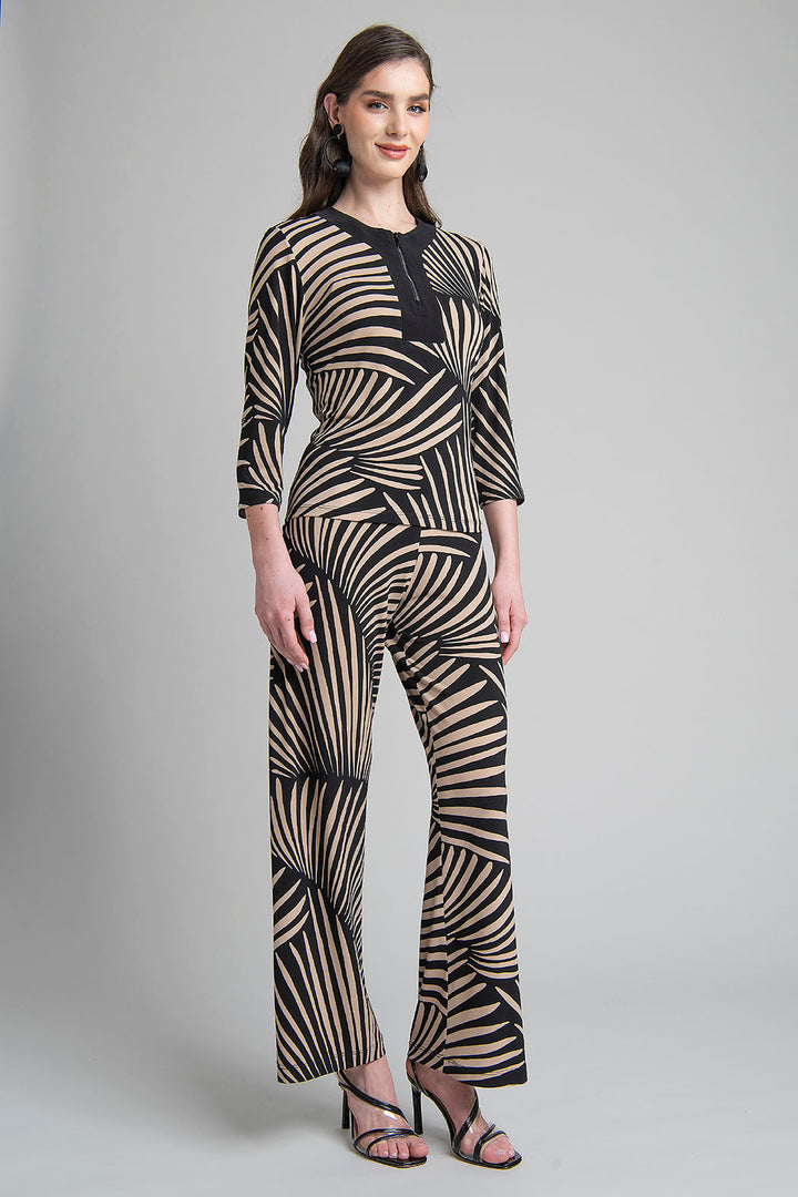 Conjunto De Blusa Y Pantalon Estampado De Hojas