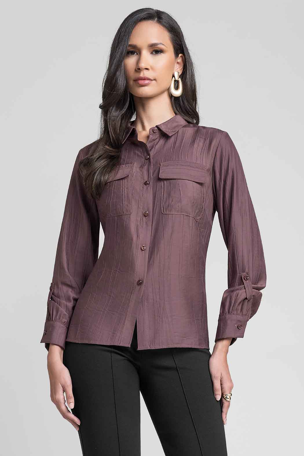Blusa Camisera Con Bolsas De Parche