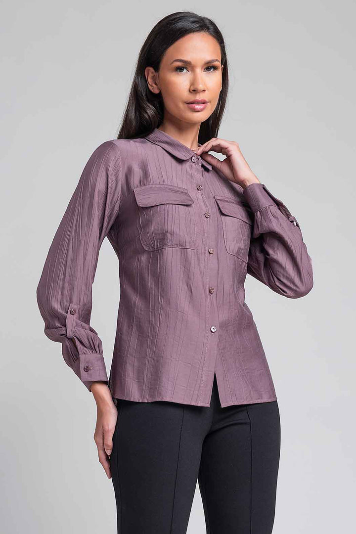 Blusa Camisera Con Bolsas De Parche