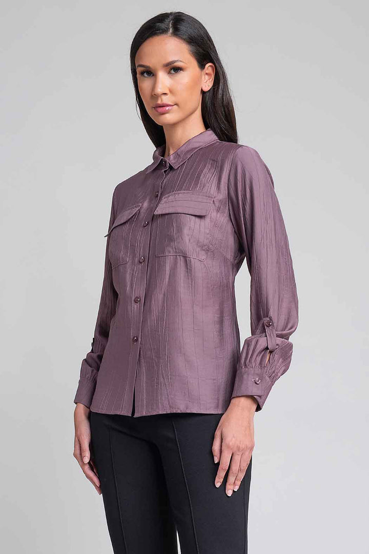 Blusa Camisera Con Bolsas De Parche