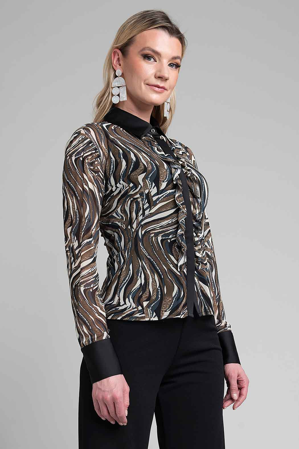 Blusa Estampada Con Manga Larga
