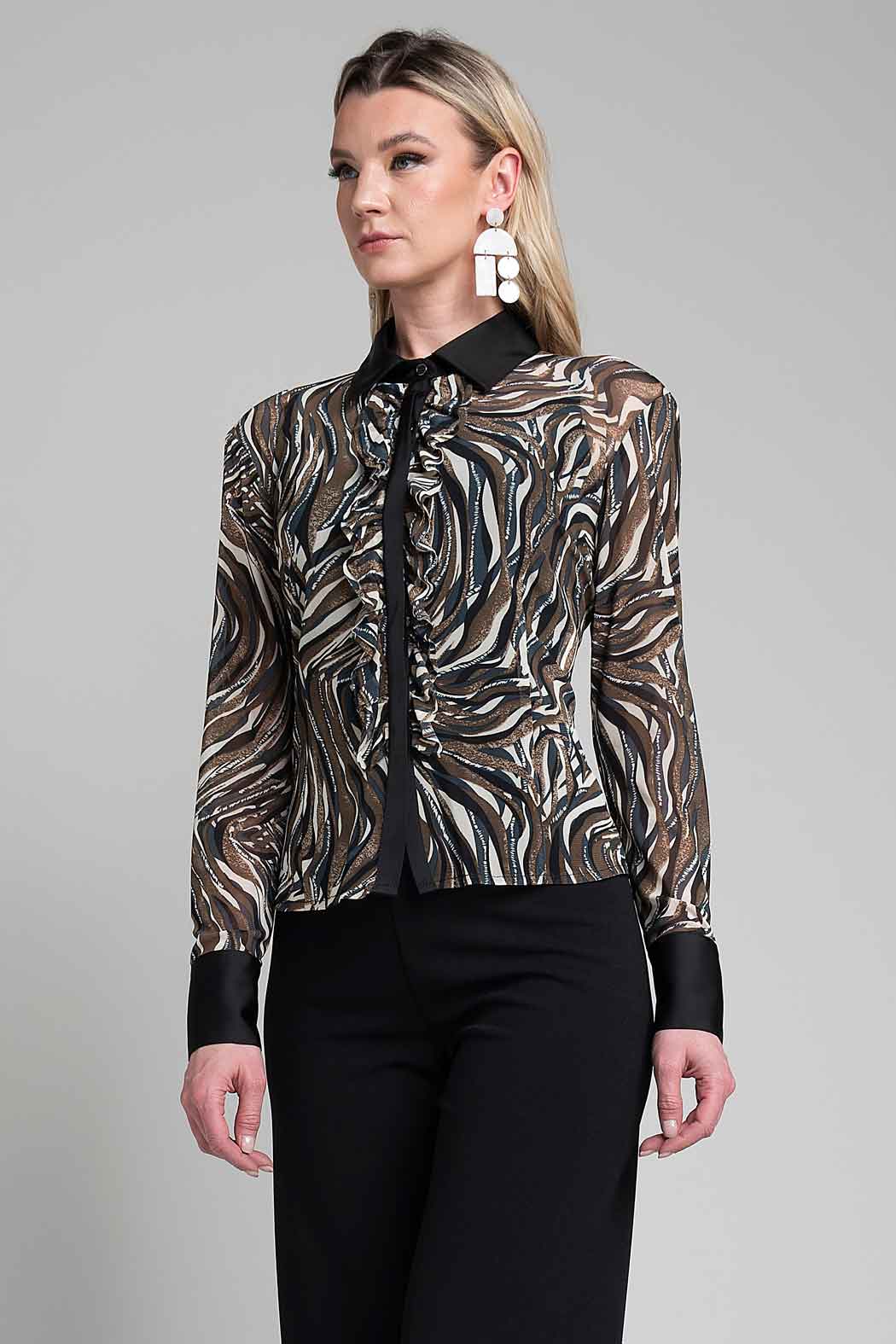 Blusa Estampada Con Manga Larga
